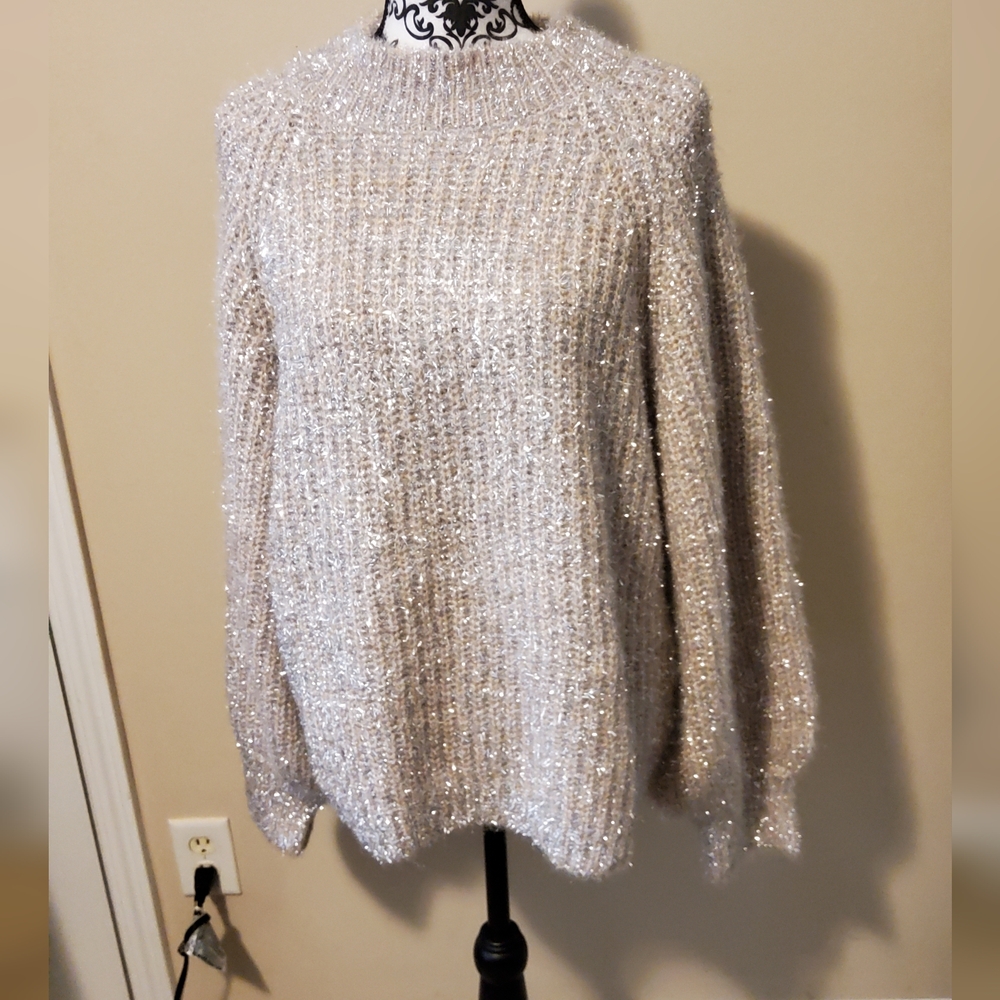 See N Be Seen Blush Metallic Sweater Size 2x